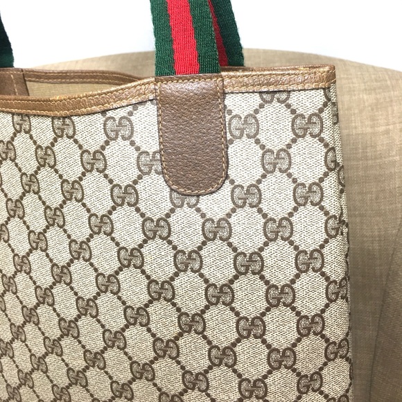 Gucci authentic brown monogram coated canvas tote bag - Picture 8 of 16